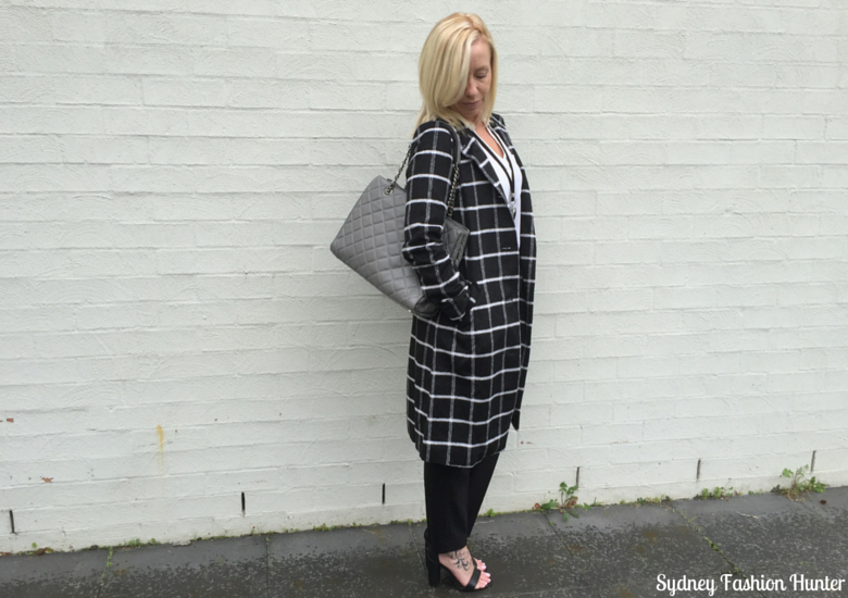 Sydney Fashion Hunter: Fresh Fashion Forum 32 Monochrome Check Coat Outfit - Side