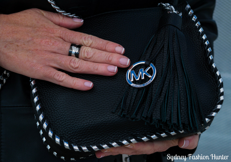 Sydney Fashion Hunter: Fresh Fashion Forum 46 - Black Leather Coat - Envy Black Love Ring & Michael Kors Black Tassel Bag