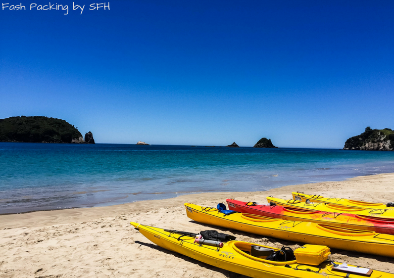 Fash Packing by SFH: Cathedral Cove Kayak Tours - Kayaks on Hahei Beach