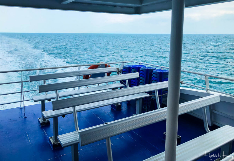 Outdoor seating on the middle deck of the Lomprayah Catamaran from Krabi to Nathon Pier Koh Samui