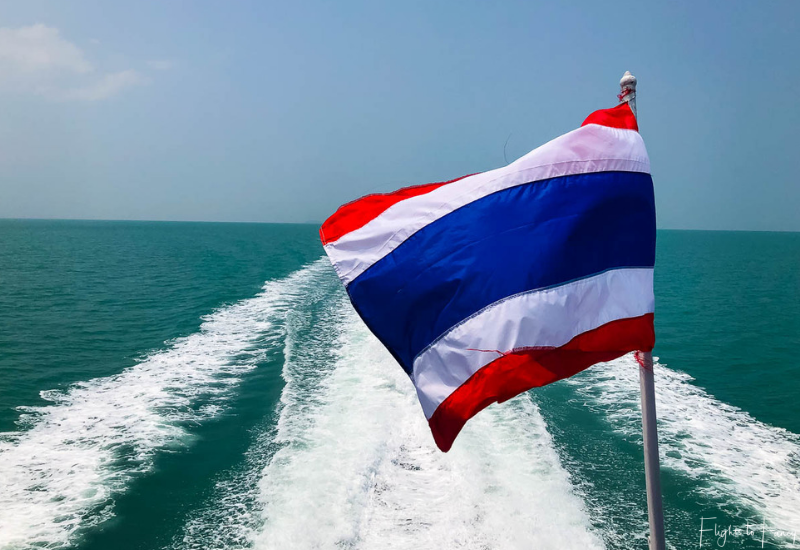 Thai flag on Lomprayah Ferry from Krabi to Koh Samui
