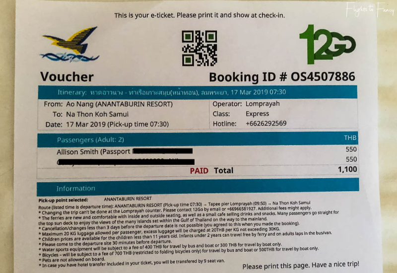 12GO Ao Nang to Koh Samui Ferry Voucher